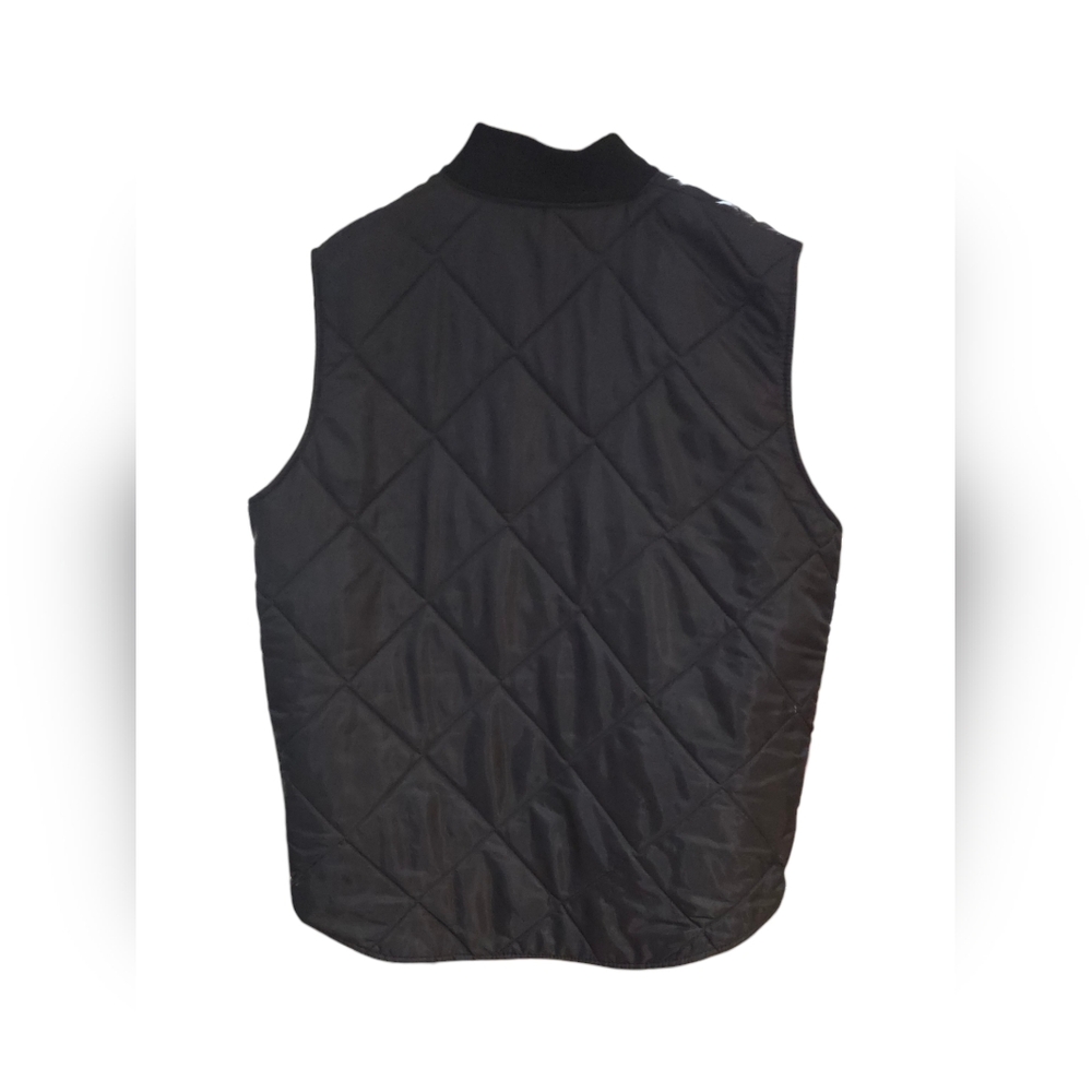 Big Smith - Vintage Men's Black Diamond Quilt Varsity Collar Work Vest - Picture 2 of 10